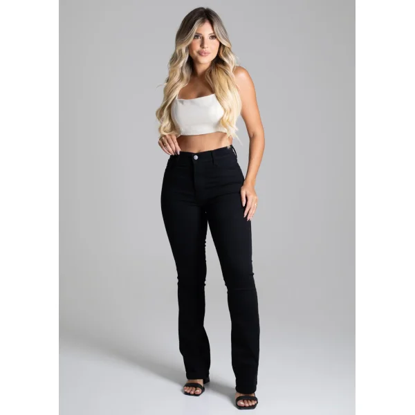 Calça Sarja Sawary Boot Cut Preta 264080