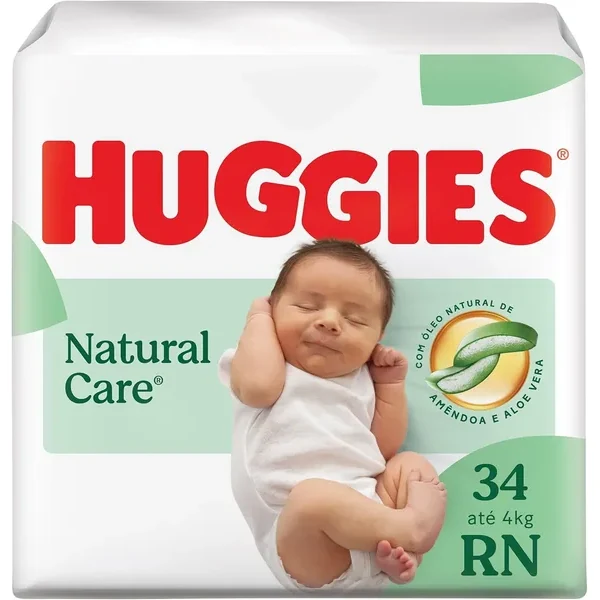 Fralda Huggies Natural Care RN com 34 Unidades