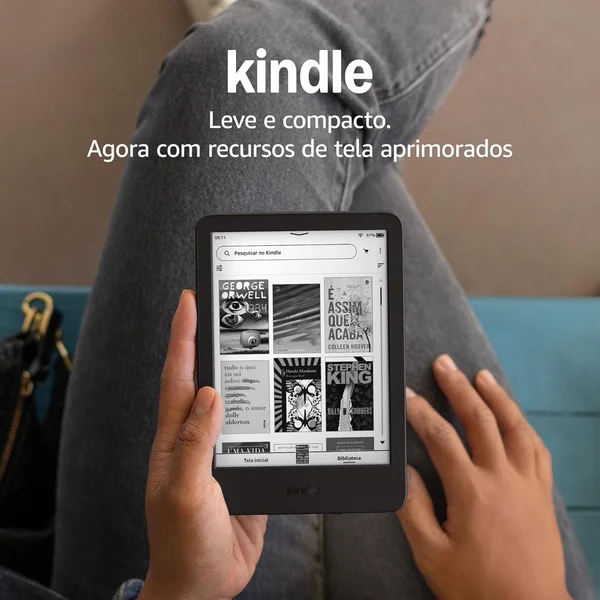 Kindle 16GB Amazon — leitor de livros, tela antirreflexo, Preto