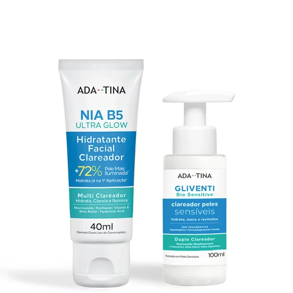 Kit Hidratante Clareador Nia B5 Ultra Glow + Gliventi Bio Sensitive