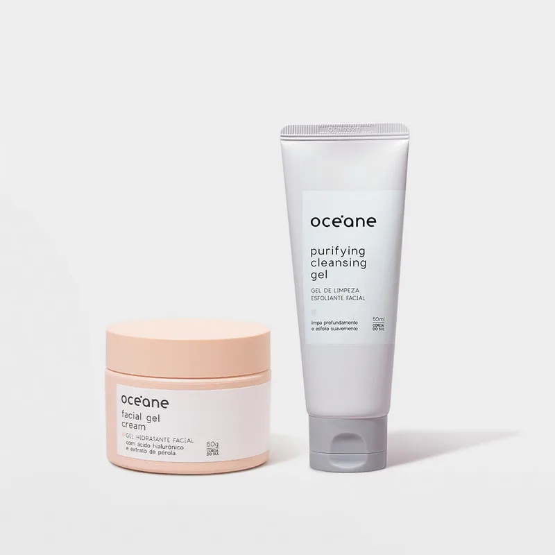 Kit Gel de Limpeza Esfoliante + Gel Hidratante com Extrato de Pérola
