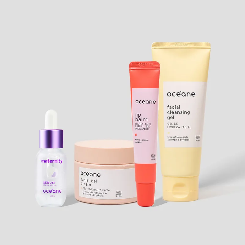 Kit Skincare Gel de Limpeza + Sérum + Gel Hidratante + Hidratante Labial