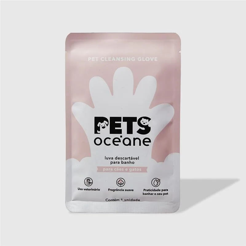 Luva Descartável para Banho em Cachorro e Gato Pet Cleansing Glove