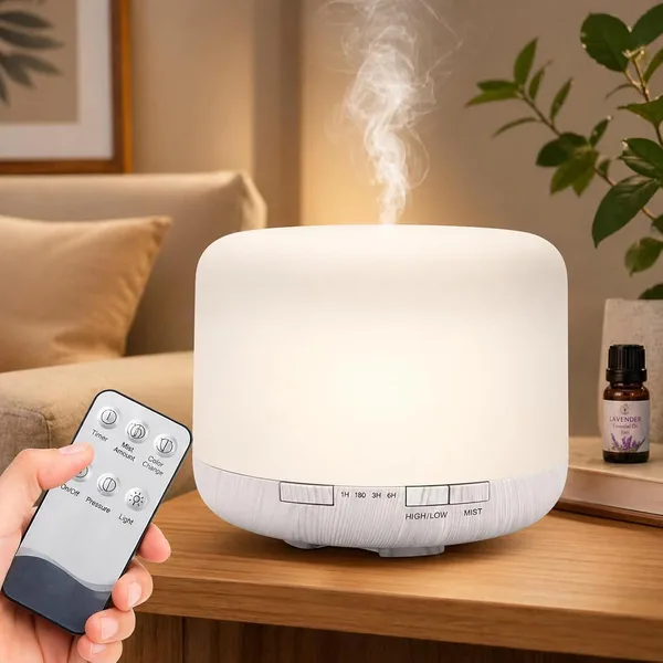 Umidificador de Ar Ultrassônico 500ml com LED e Controle Remoto